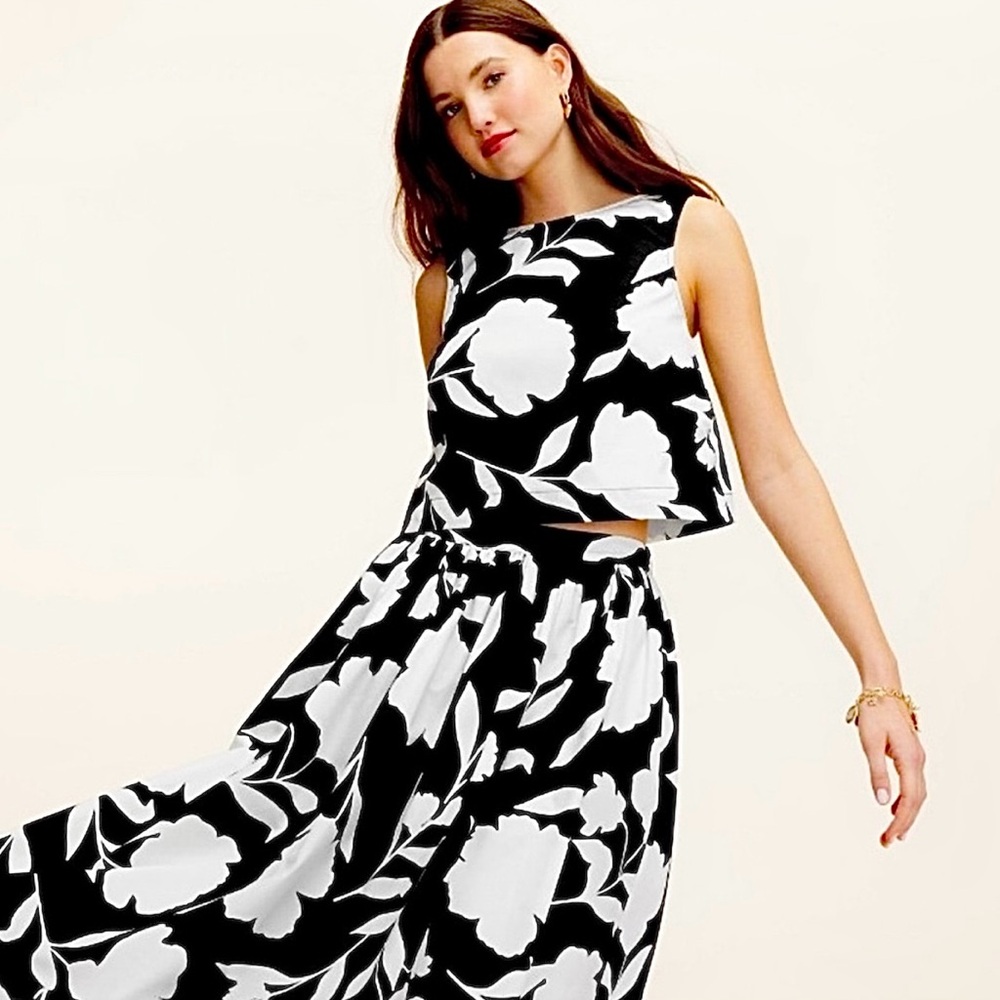 NWT Kate Spade for Target collab black and white floral print midi skirt -L